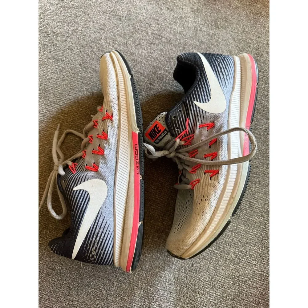 Nike Zoom Pegasus 33 Women’s Running Shoes Gray Pink Sneakers Size 8.5